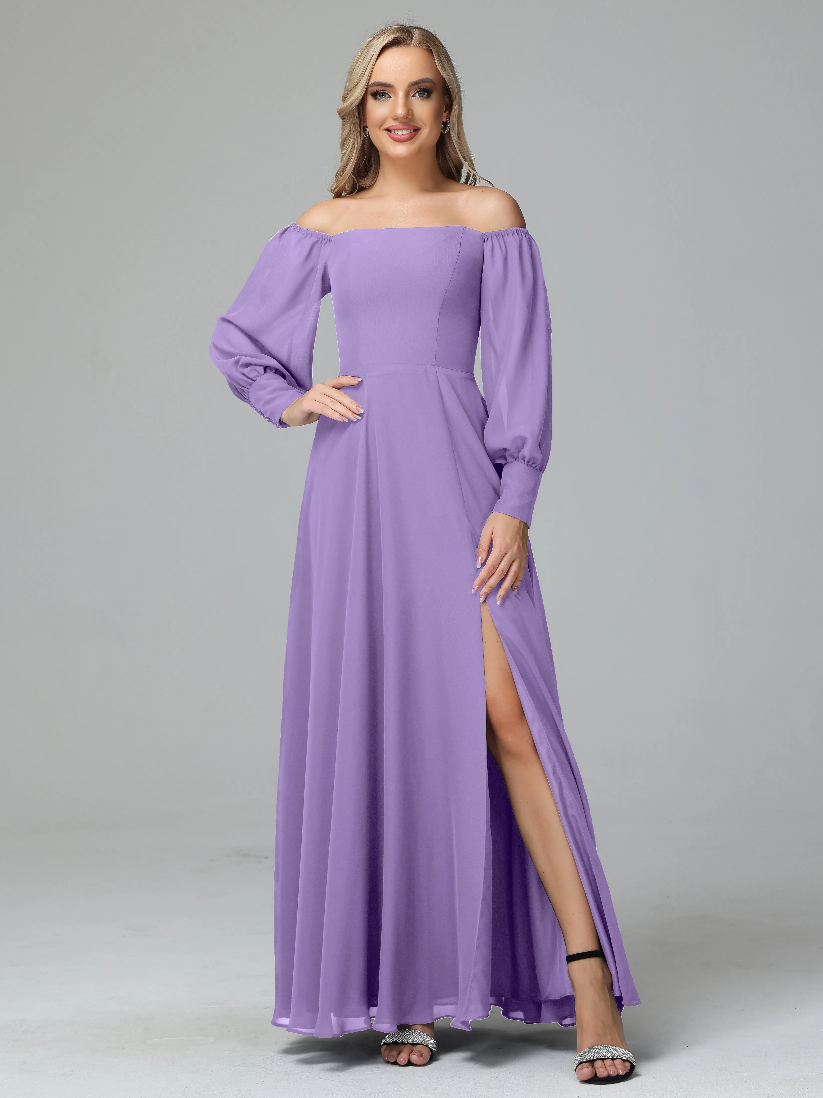 Mirabelle Long Sleeves Off Shoulder Chiffon Bridesmaid Dresses