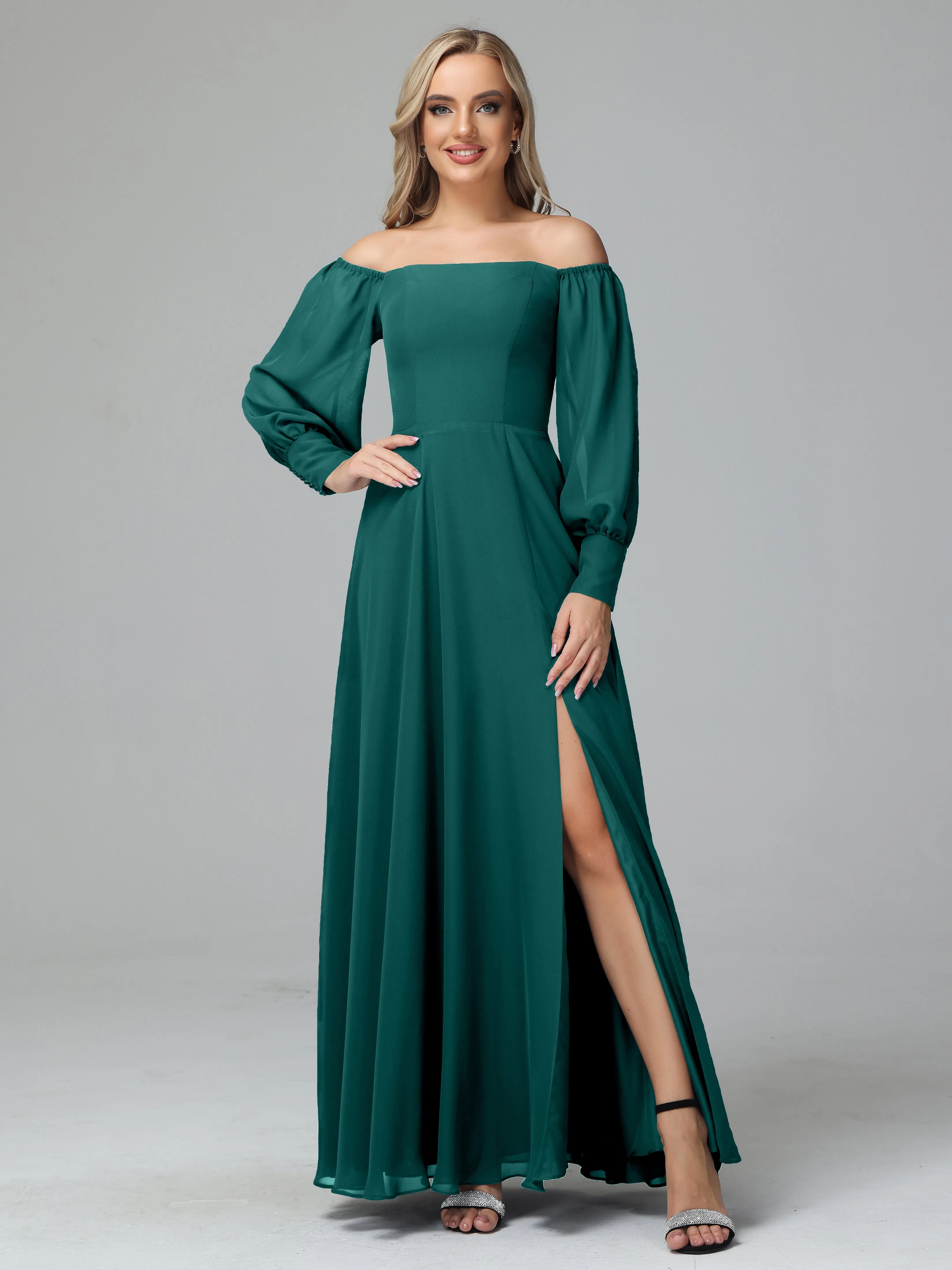 Mirabelle Long Sleeves Off Shoulder Chiffon Bridesmaid Dresses