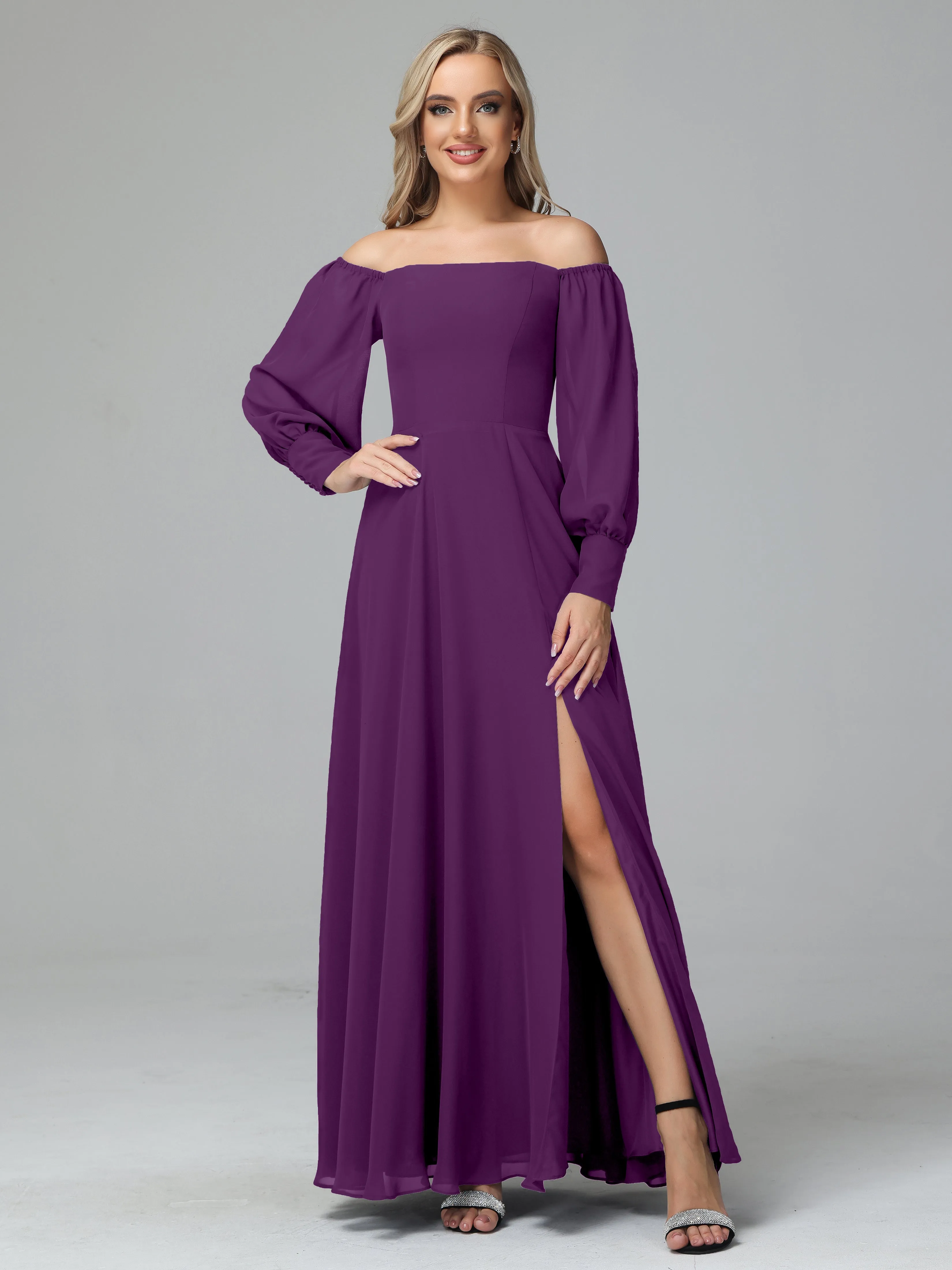 Mirabelle Long Sleeves Off Shoulder Chiffon Bridesmaid Dresses