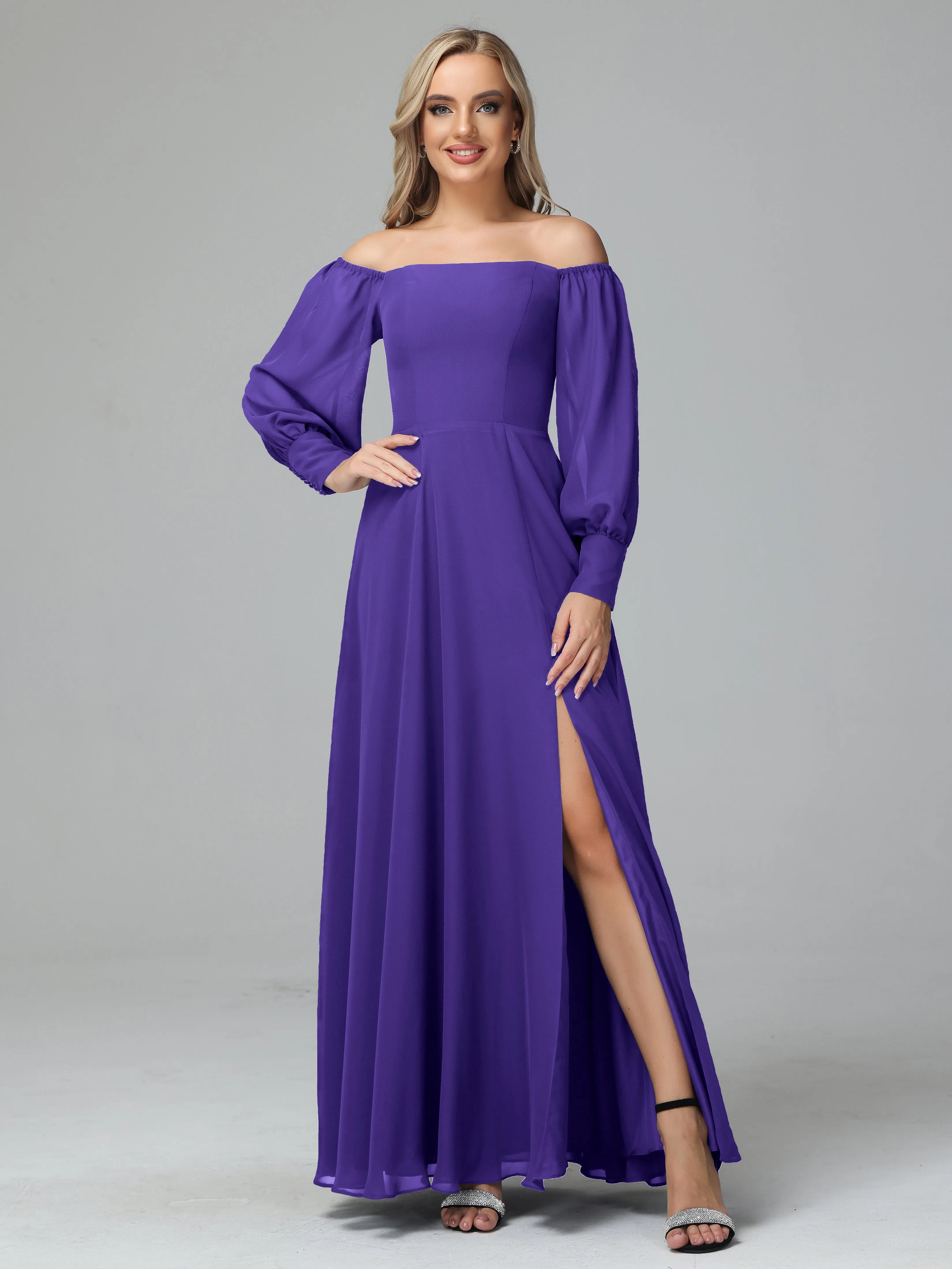 Mirabelle Long Sleeves Off Shoulder Chiffon Bridesmaid Dresses
