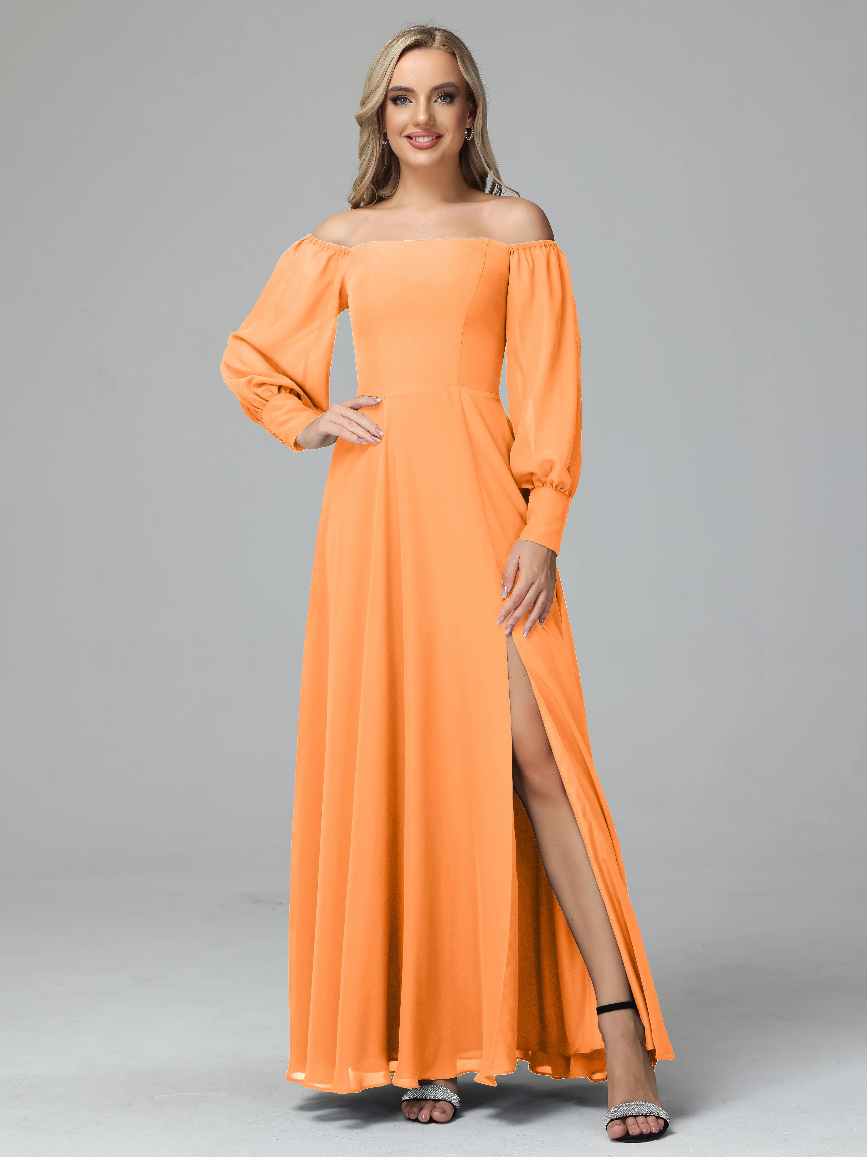 Mirabelle Long Sleeves Off Shoulder Chiffon Bridesmaid Dresses