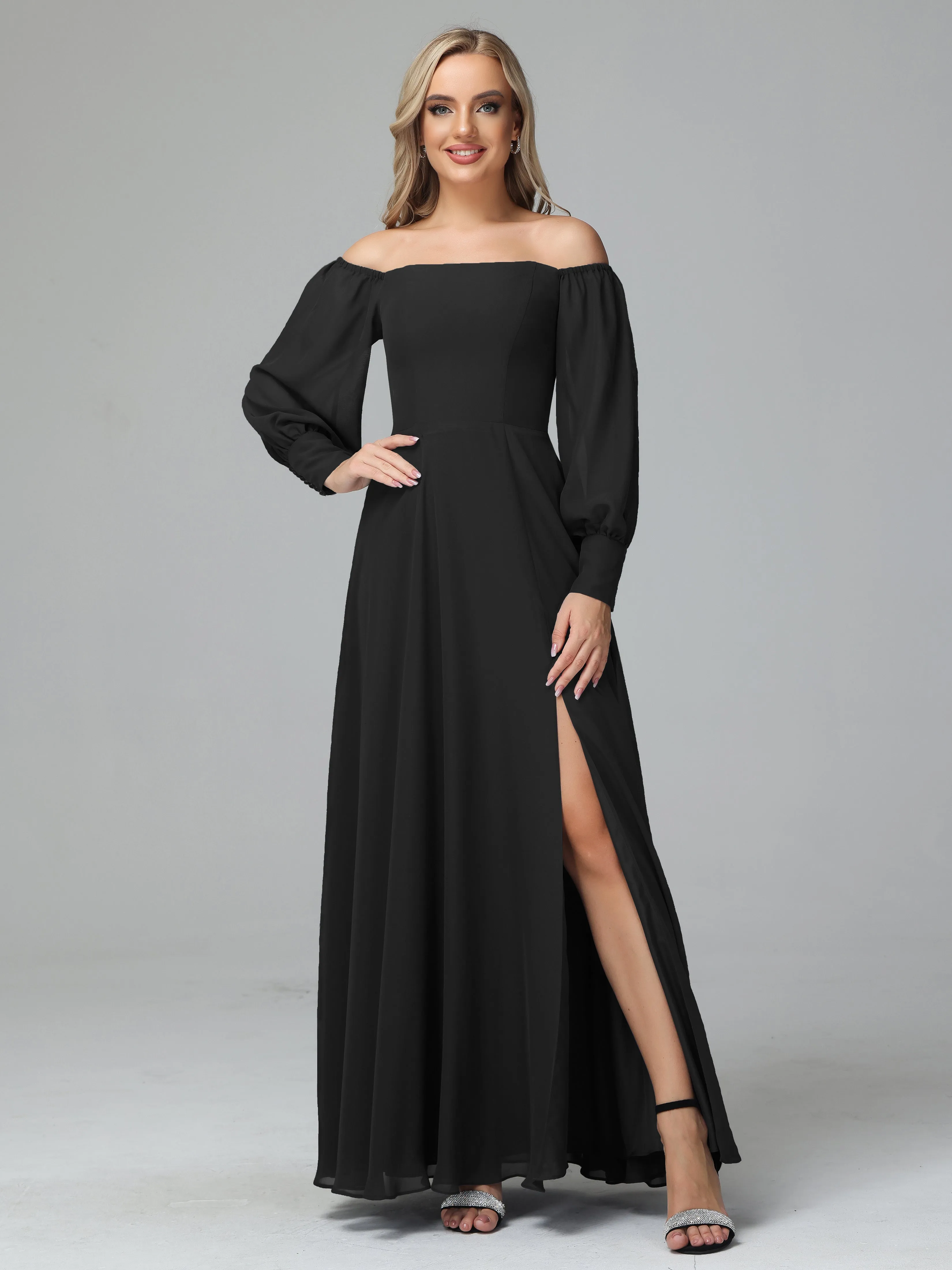Mirabelle Long Sleeves Off Shoulder Chiffon Bridesmaid Dresses