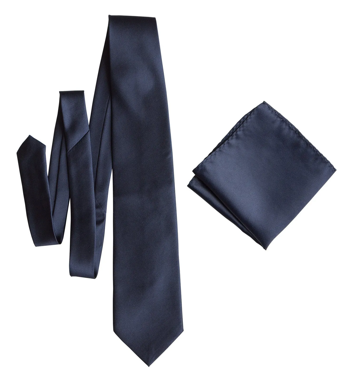Navy Blue Pocket Square. Dark Blue Solid Color Satin Finish, No Print