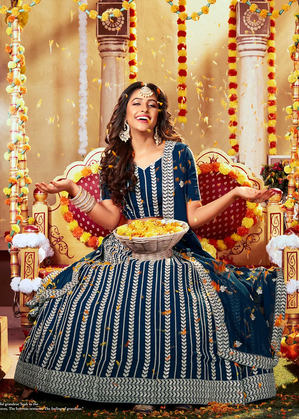 Navy Blue Ravishing Sequins Georgette Wedding Lehenga Choli