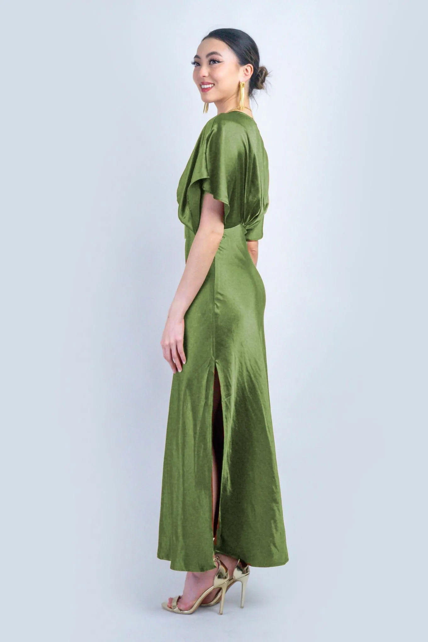 Olive Dolman Sleeve Midi Dress