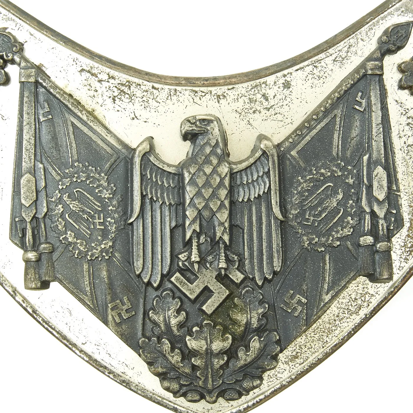 Original Extremely Rare German WWII Army Heer Standard Bearer Gorget with Partial Chain by C.E. Juncker Berlin