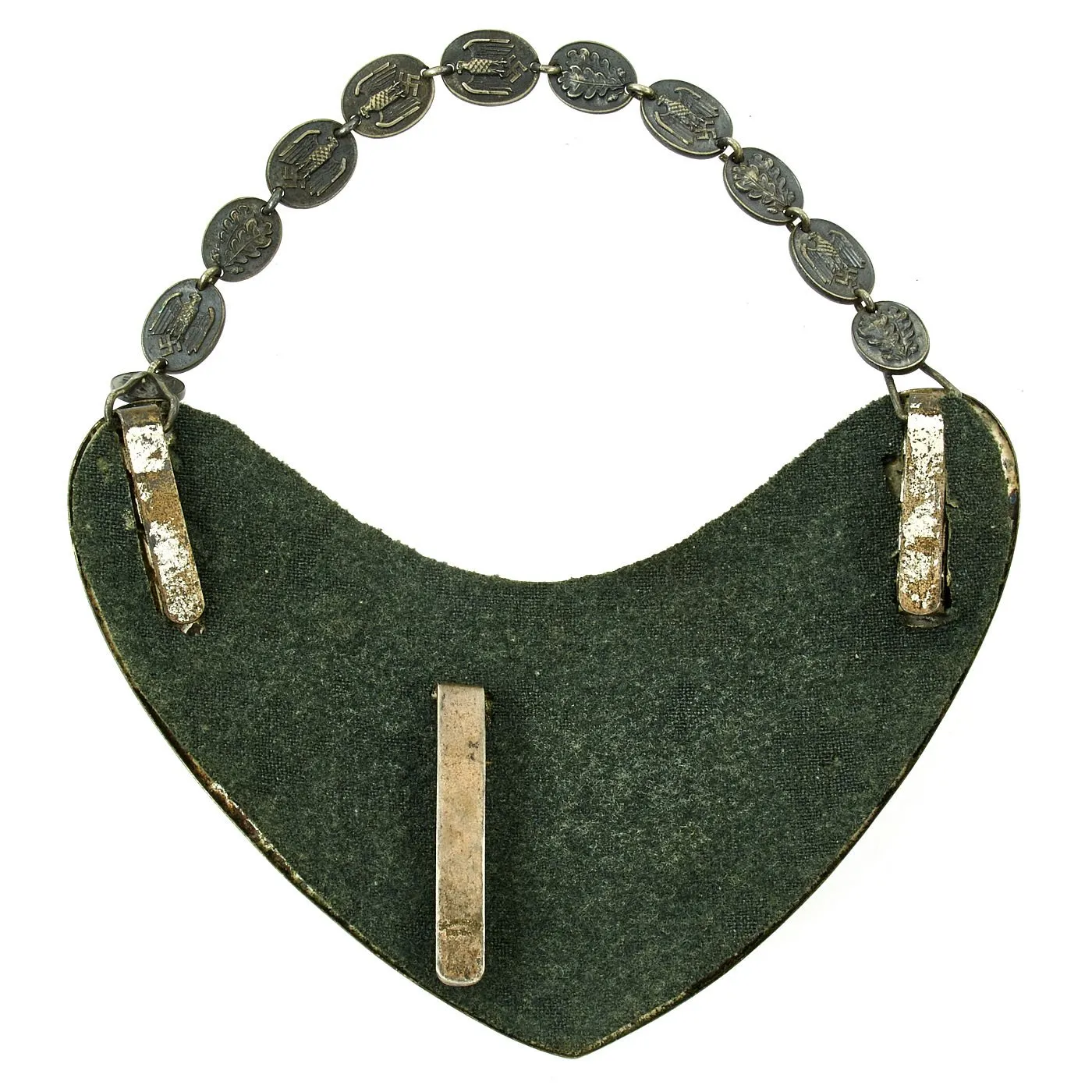 Original Extremely Rare German WWII Army Heer Standard Bearer Gorget with Partial Chain by C.E. Juncker Berlin
