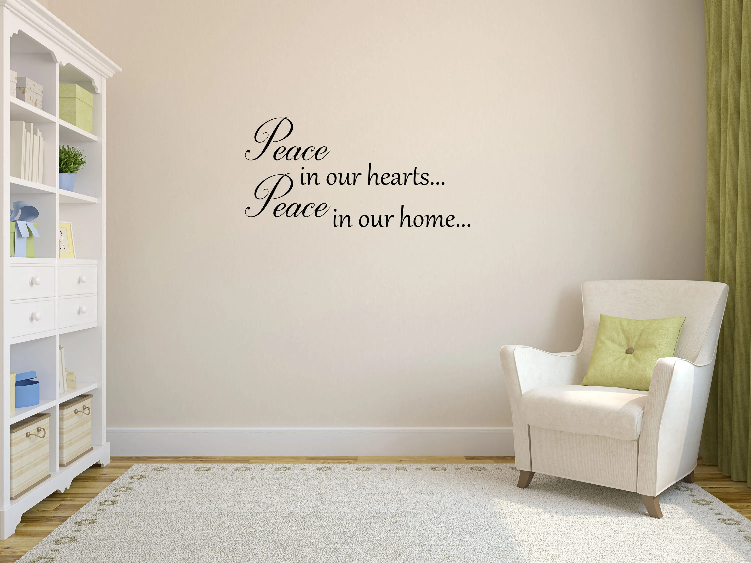 Peace In Our Hearts Vinyl Decal Wall Decal Custom Wall Custom Quote Verse Wall Decal Peace Sign Peace Wall Decal Peace Wall Art Quote