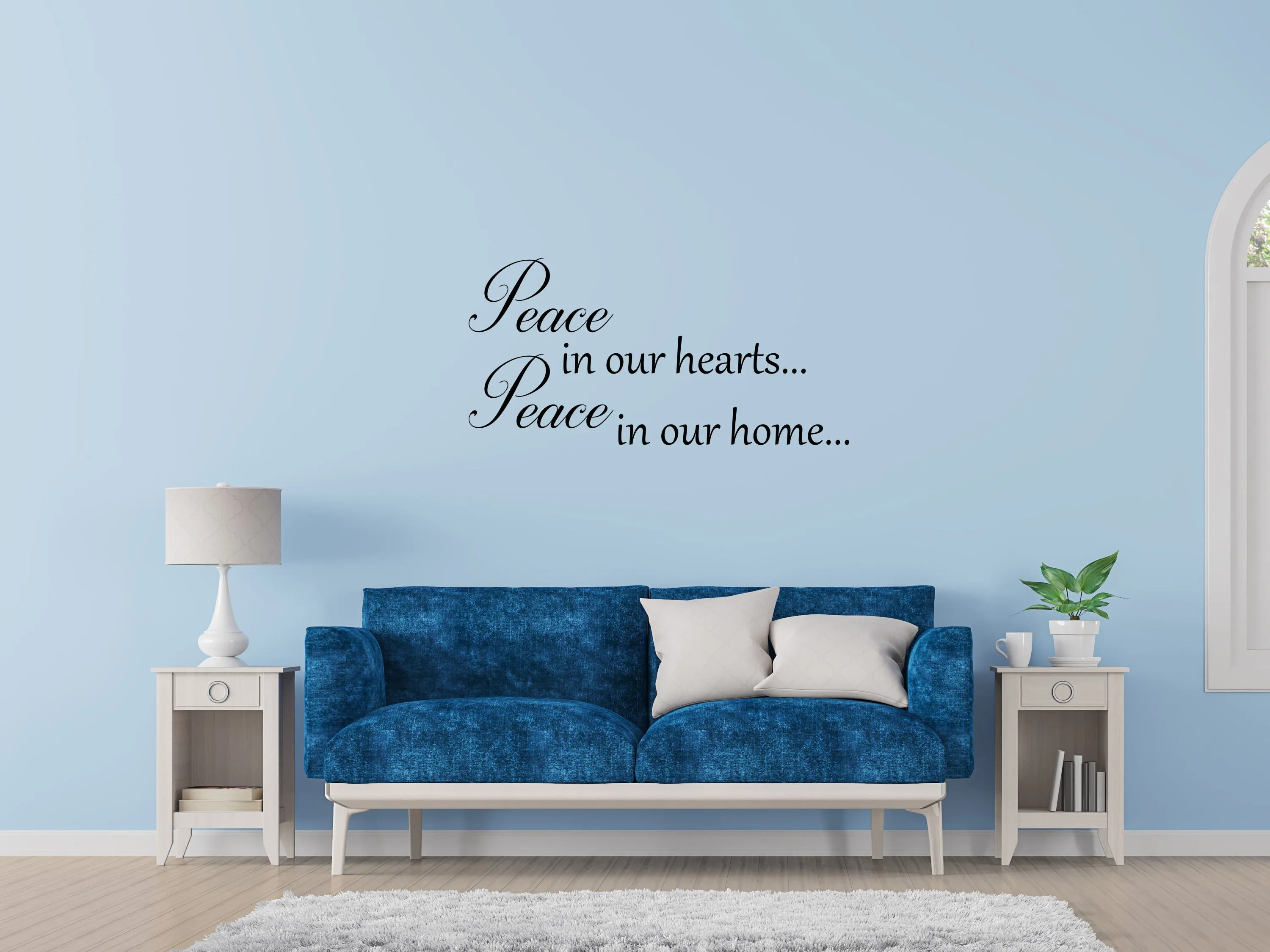 Peace In Our Hearts Vinyl Decal Wall Decal Custom Wall Custom Quote Verse Wall Decal Peace Sign Peace Wall Decal Peace Wall Art Quote