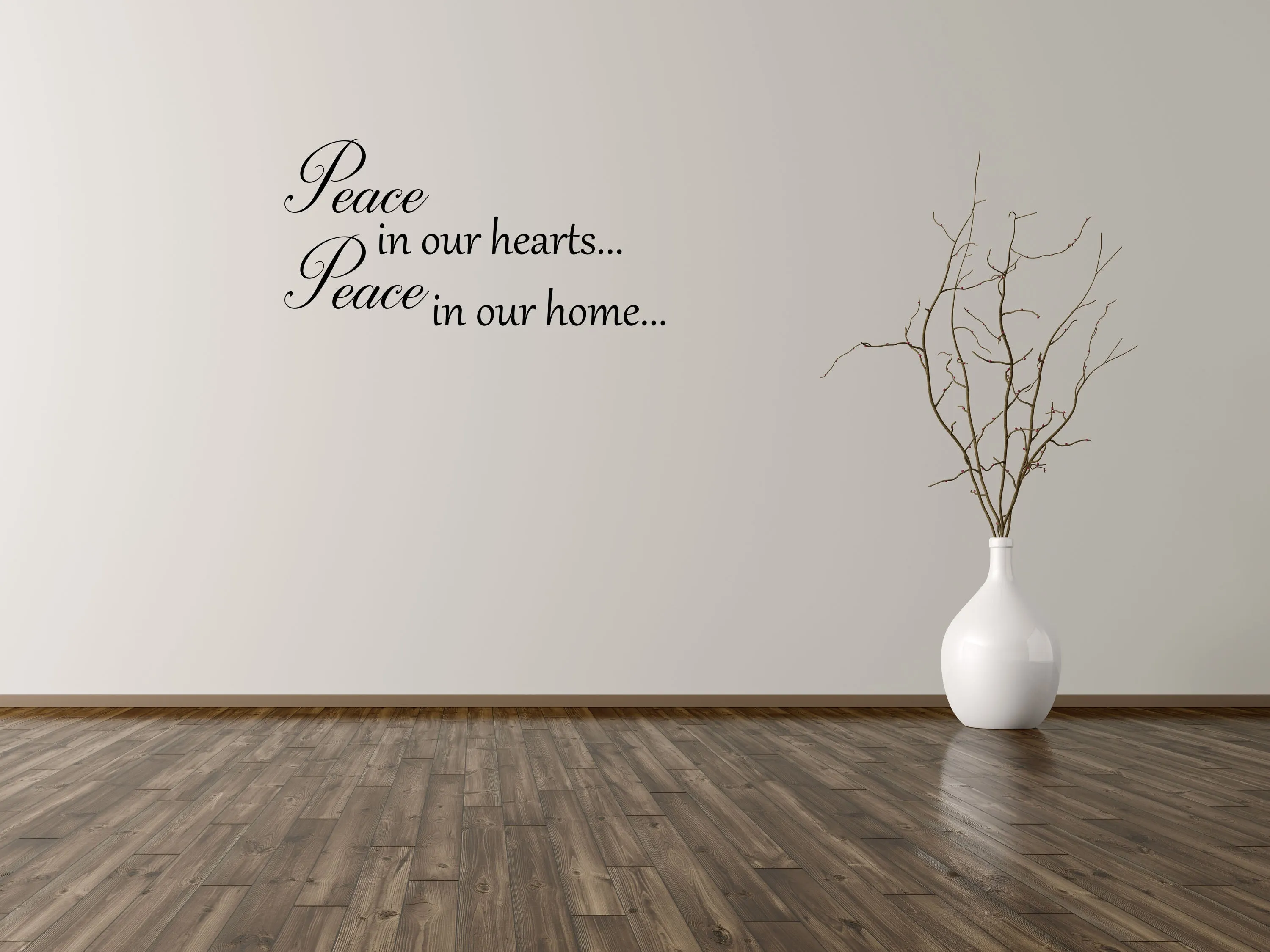Peace In Our Hearts Vinyl Decal Wall Decal Custom Wall Custom Quote Verse Wall Decal Peace Sign Peace Wall Decal Peace Wall Art Quote