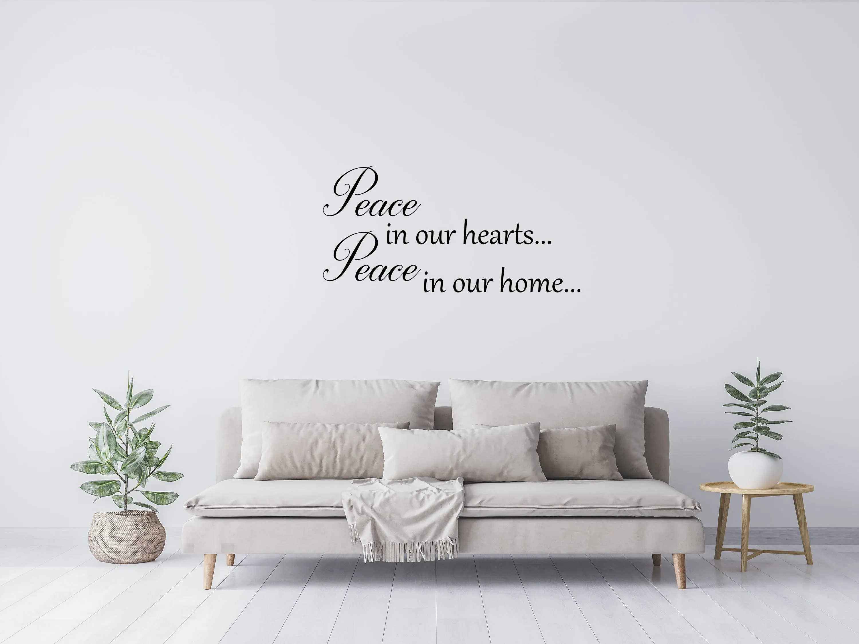 Peace In Our Hearts Vinyl Decal Wall Decal Custom Wall Custom Quote Verse Wall Decal Peace Sign Peace Wall Decal Peace Wall Art Quote