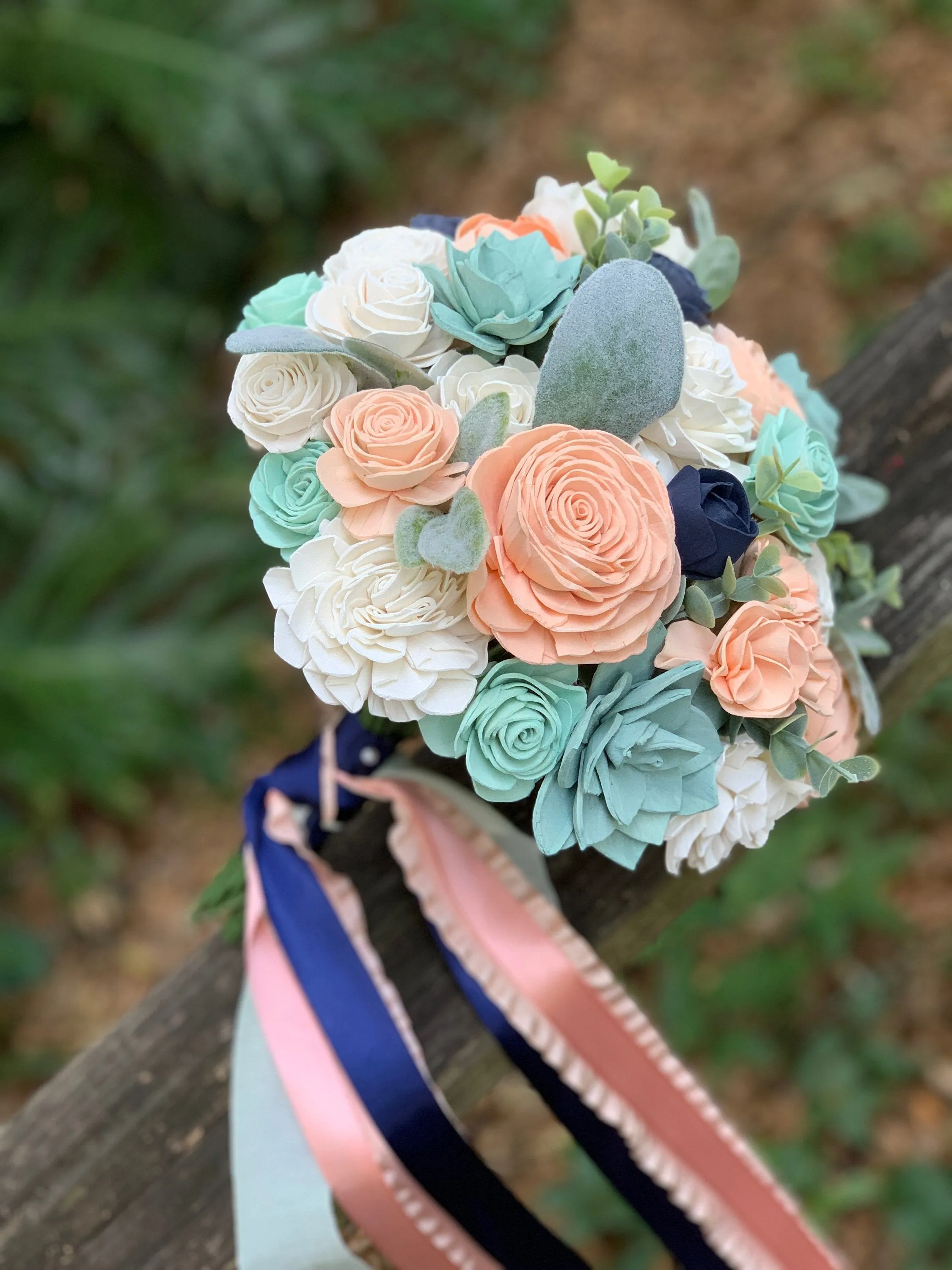 Peach, Navy and Mint Bouquet