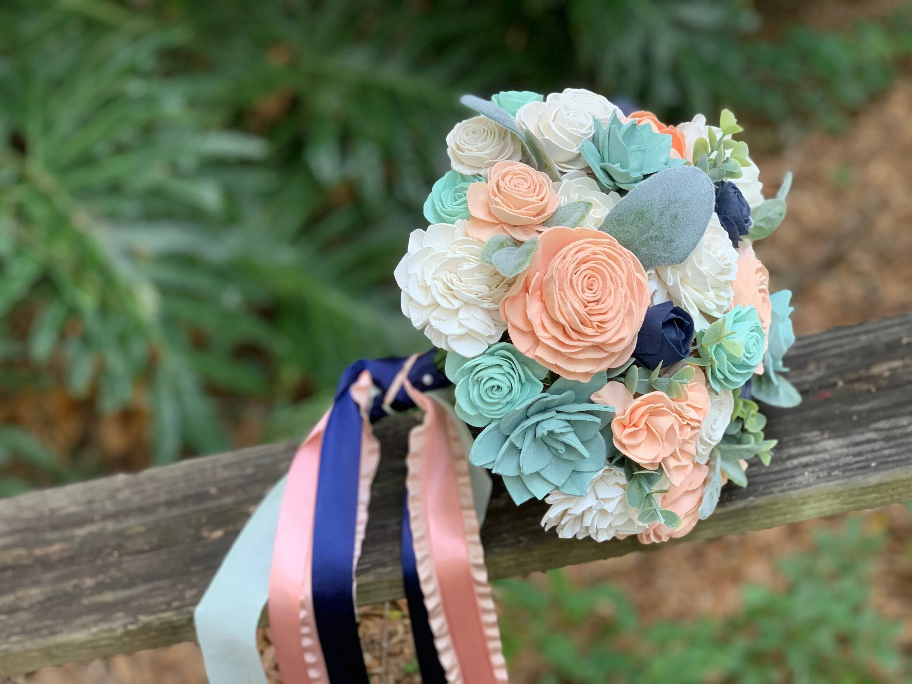 Peach, Navy and Mint Bouquet