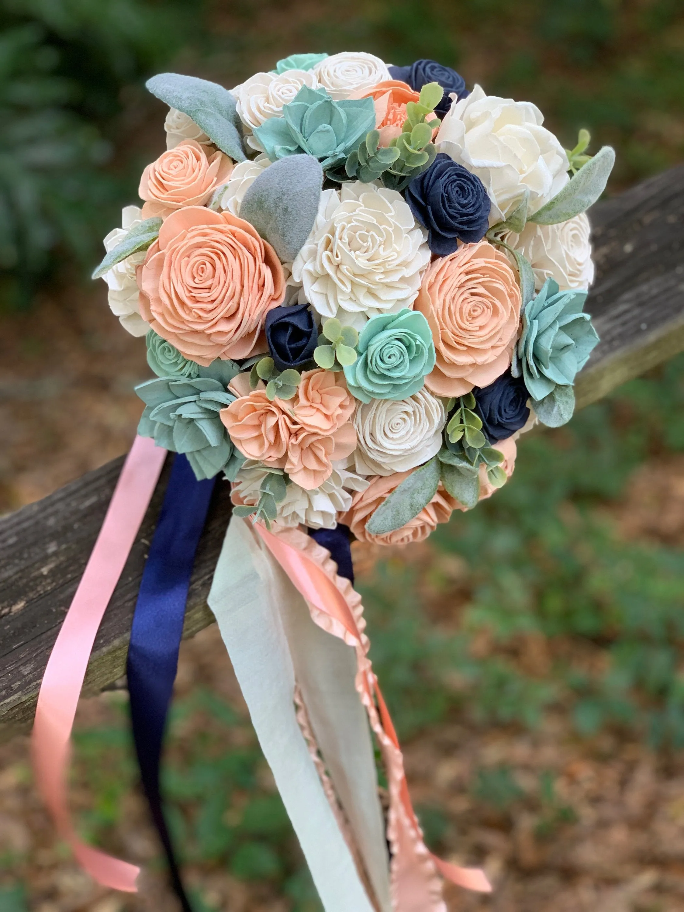 Peach, Navy and Mint Bouquet