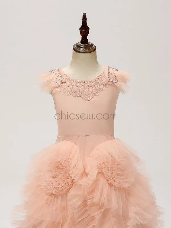 Popular Cute Wedding Party Long Flower Girl Dresses SDP1121