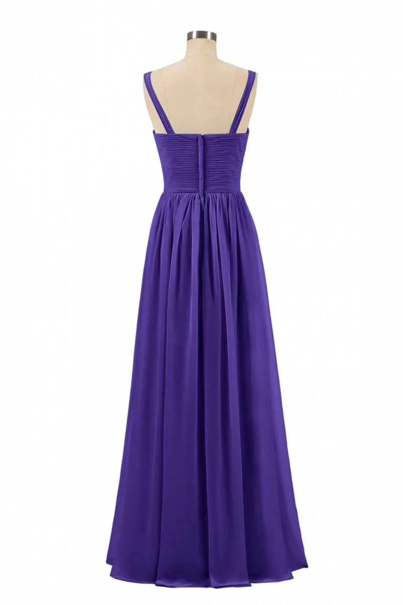Purple Chiffon Sweetheart Straps A-Line Bridesmaid Dress