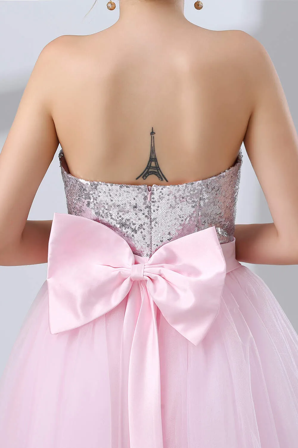 Sequin Lace & Tulle Sweetheart Neckline Short Length A-line Bridesmaid Dresses