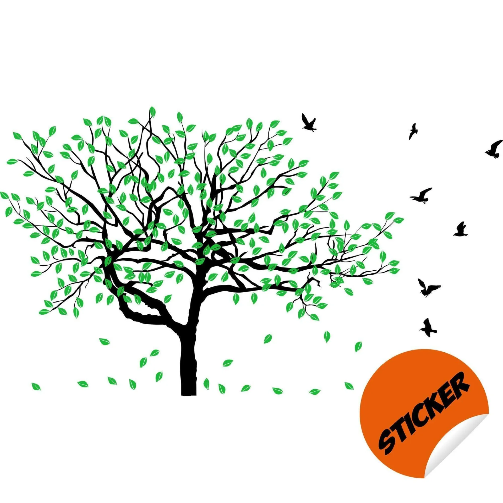 Serenity Tree Wall Sticker, Nature-Inspired Vinyl Decal, Botanical Art
