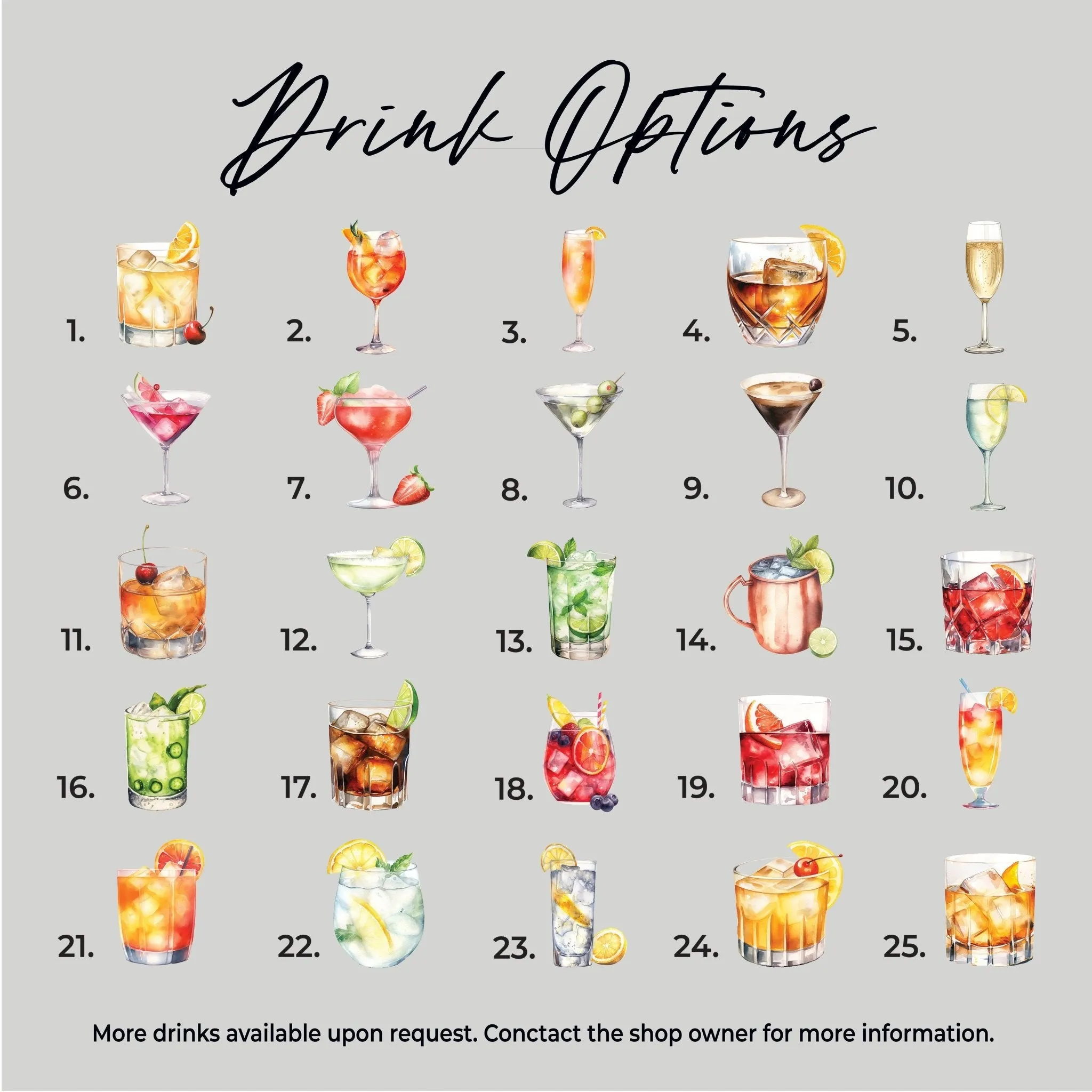 Single Cocktails Signature Drink Sign