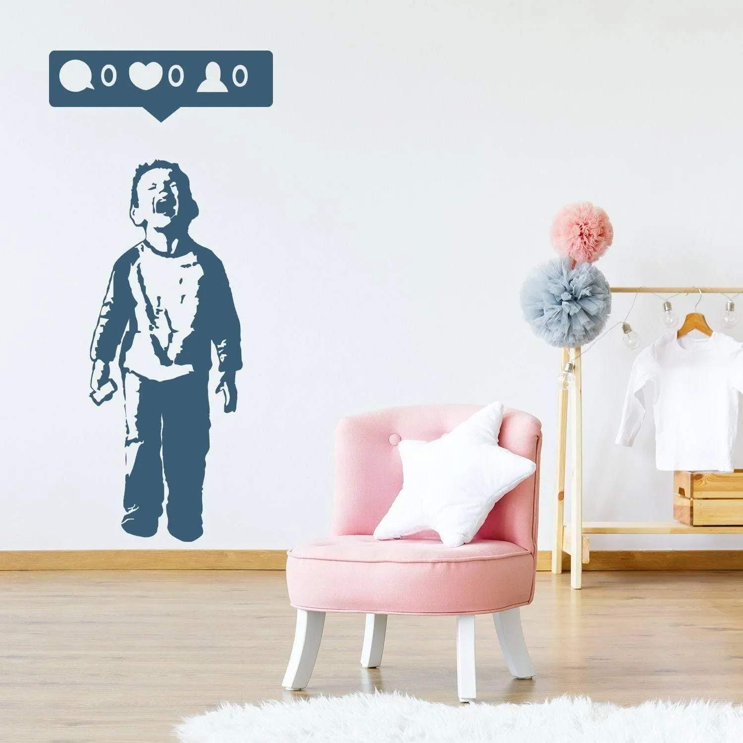 Urban Cool: Kid With Cellphone Wall Decal, Trendy Boy Wall Art Mural