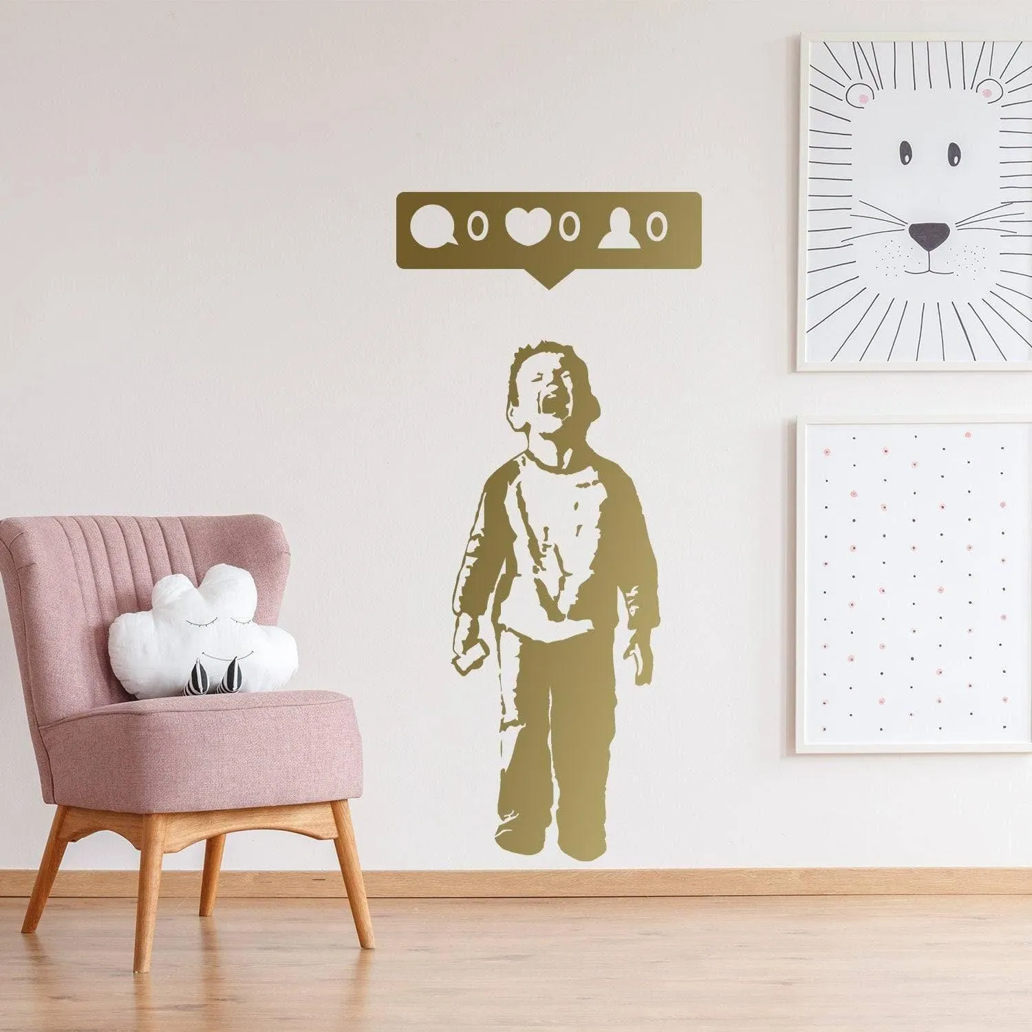 Urban Cool: Kid With Cellphone Wall Decal, Trendy Boy Wall Art Mural