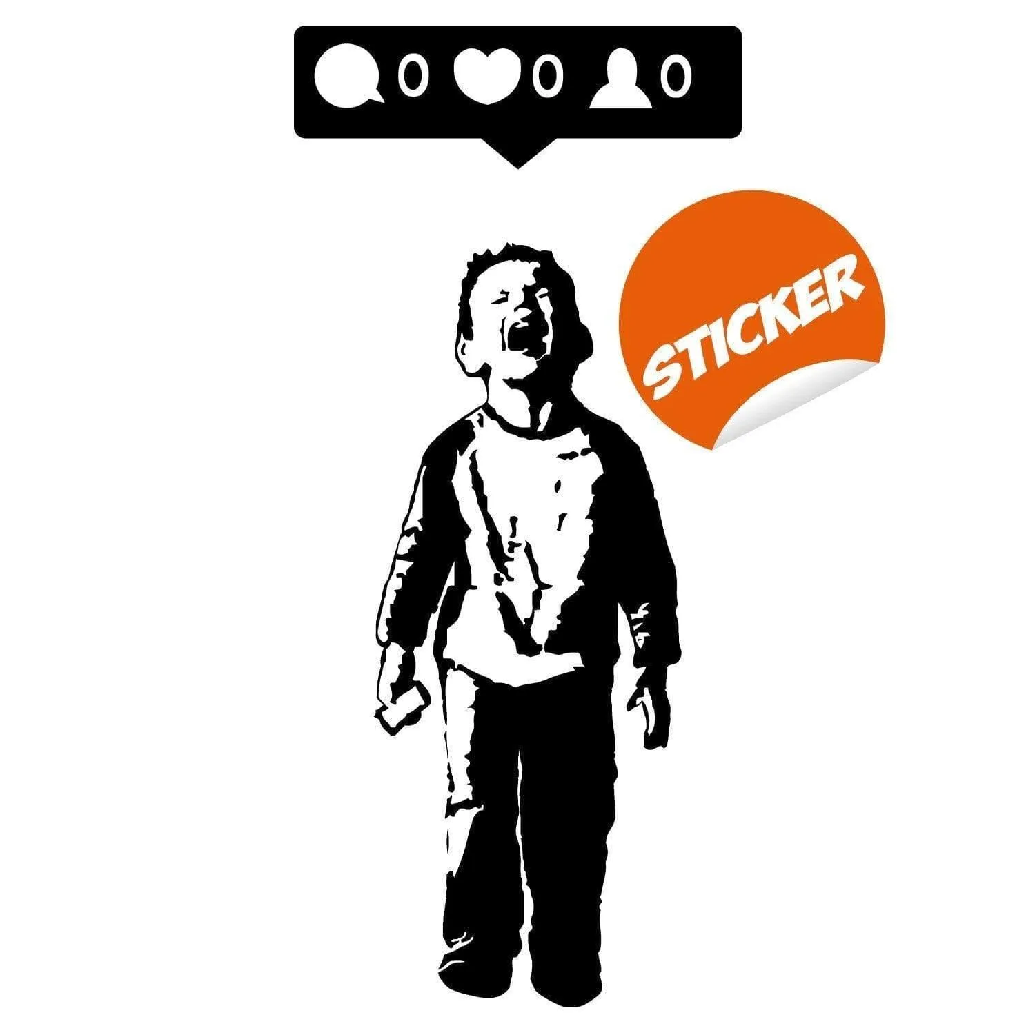 Urban Cool: Kid With Cellphone Wall Decal, Trendy Boy Wall Art Mural