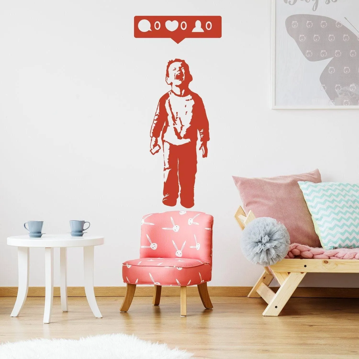 Urban Cool: Kid With Cellphone Wall Decal, Trendy Boy Wall Art Mural