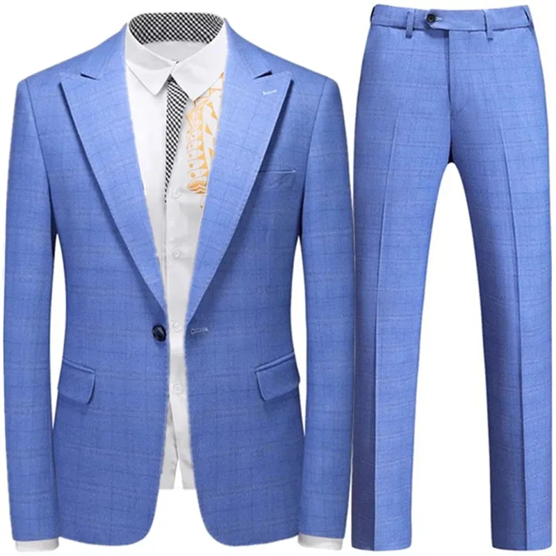 Violet Plaid Mens Three Piece Suit