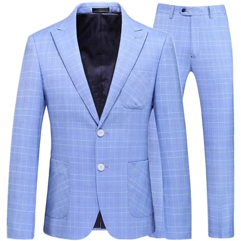 Violet Plaid Mens Three Piece Suit