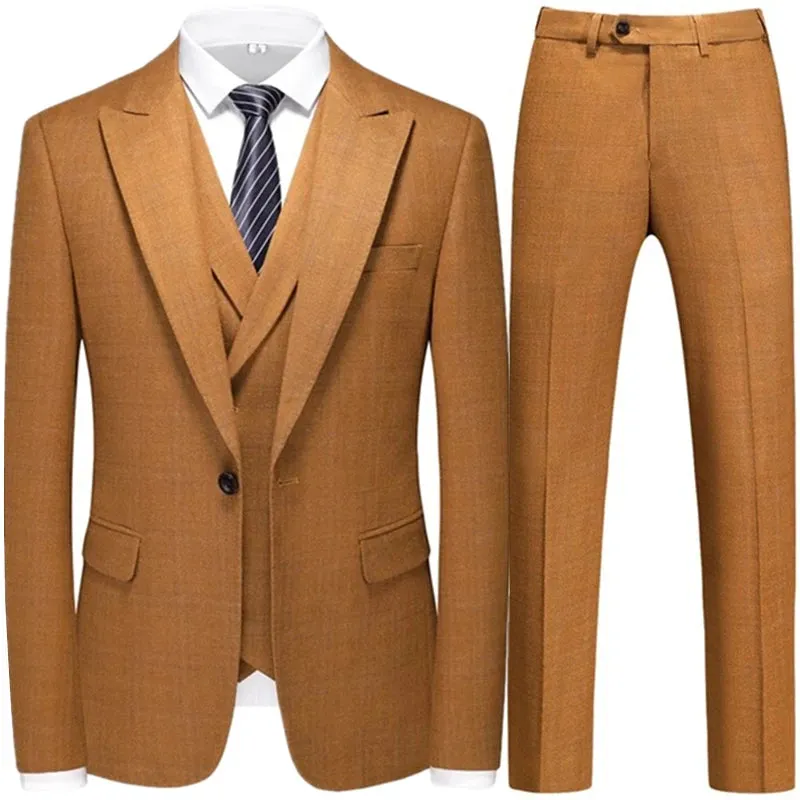 Violet Plaid Mens Three Piece Suit