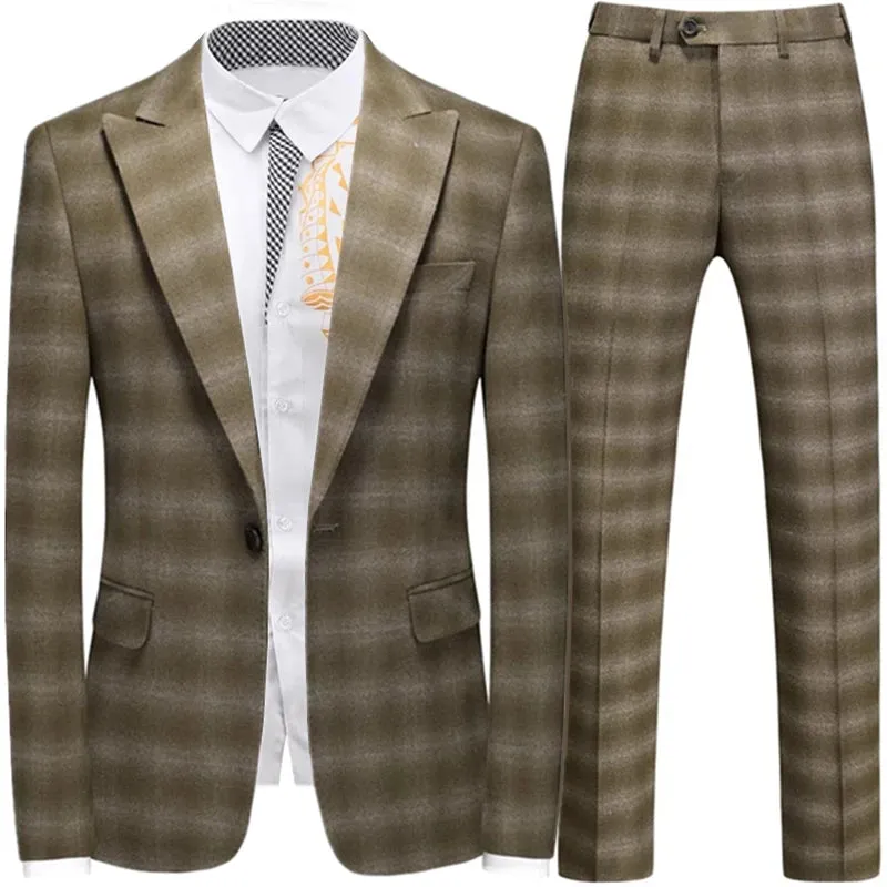 Violet Plaid Mens Three Piece Suit