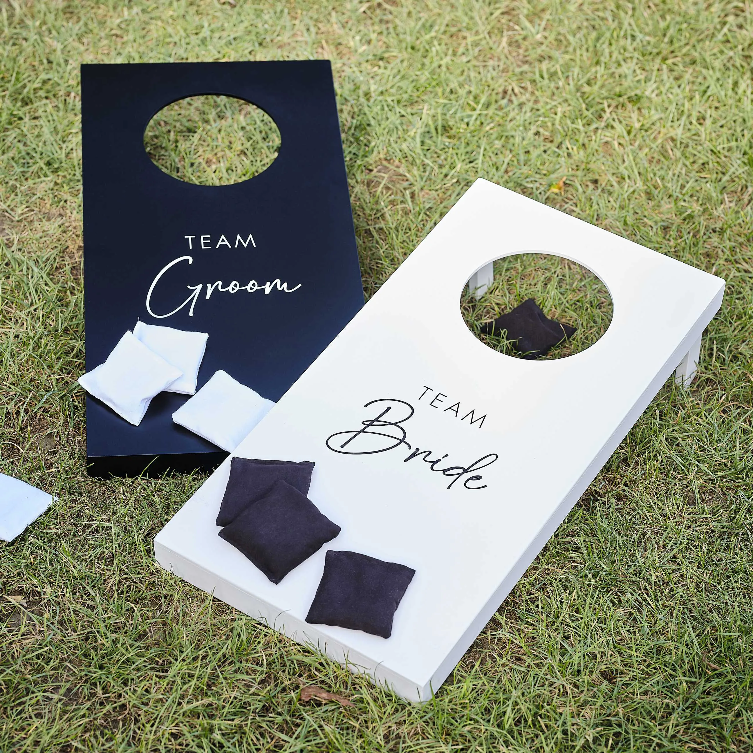 Wedding Garden Games - Corn Hole Team Bride / Team Groom