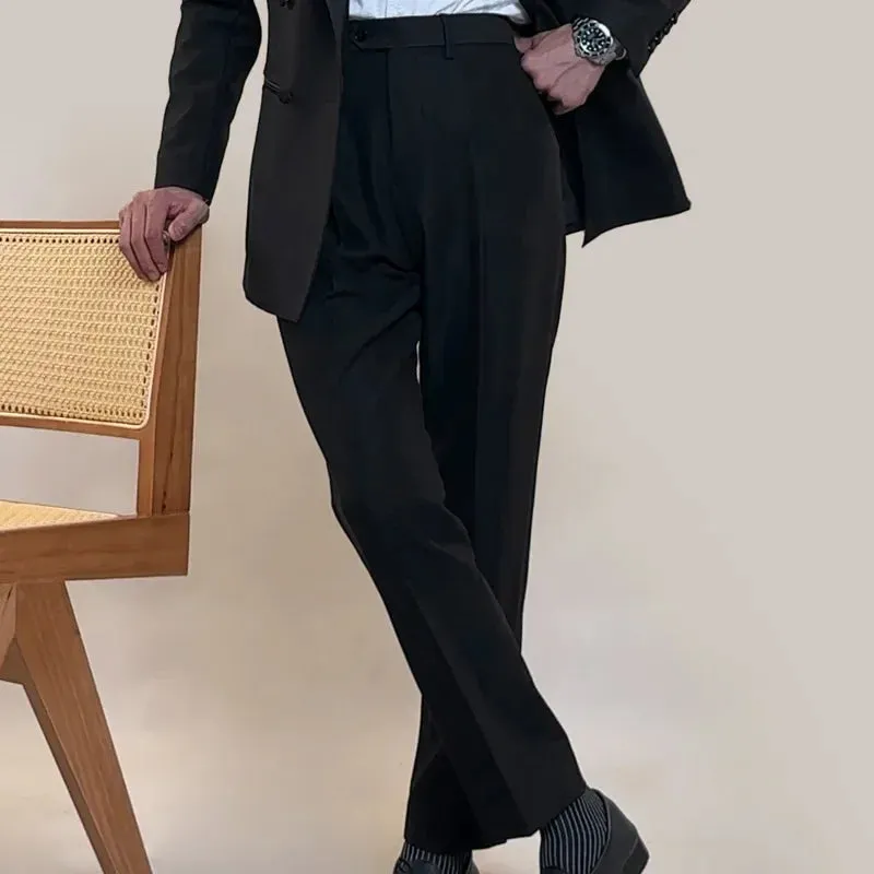 Wiaofellas  -  Vintage Black Men Suits Two Piece Fashion Peak Lapel Male Suit Slim Wedding Party Groom Banquet Tuxedo Costume Homme